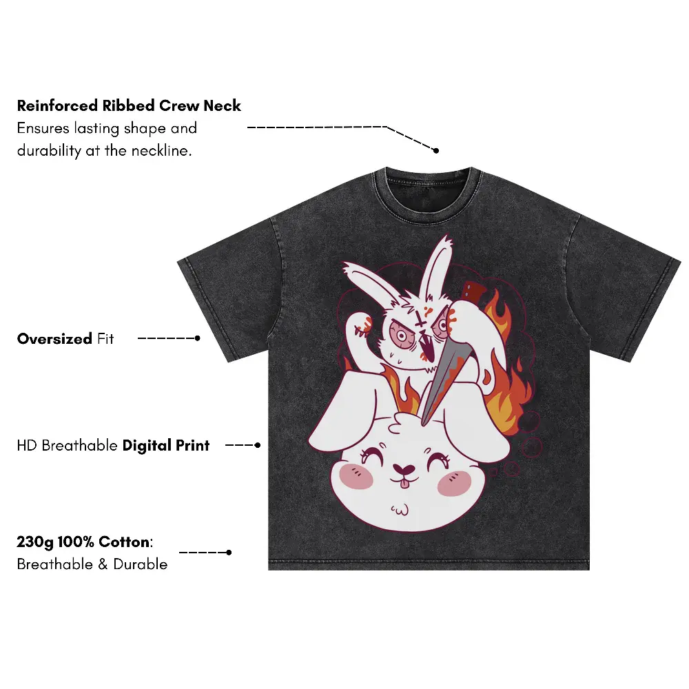 Angryrabbit Oversized Acid Wash T-shirt - Image 3