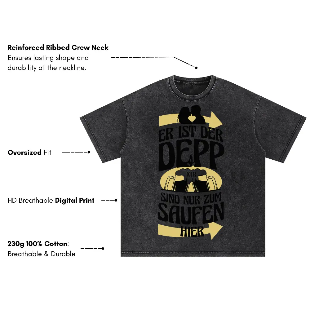 Weddingbeer Oversized Acid Wash T-shirt - Image 3