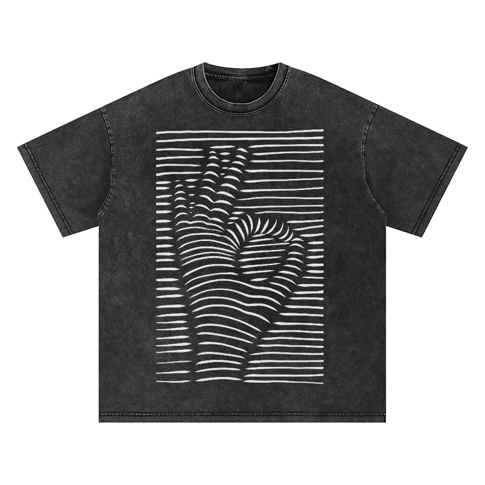 3D Ok Symbol Oversized Acid Wash T-shirt