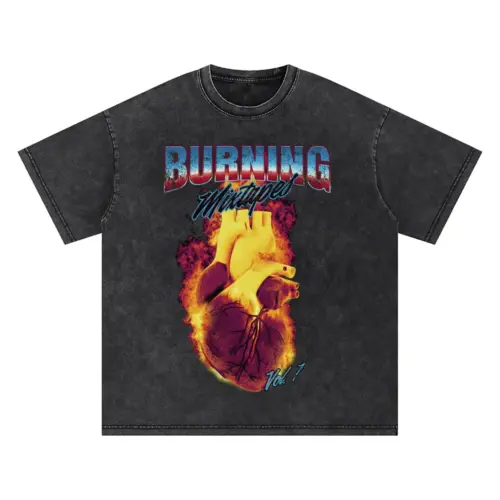 90 S Burning Mixtapes Oversized Acid Wash T-shirt