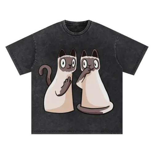 257 Siamese Cats Oversized Acid Wash T-shirt