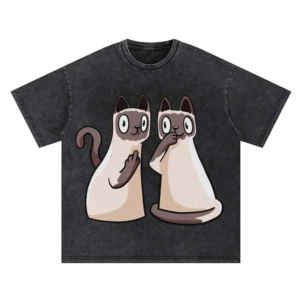 257 Siamese Cats Oversized Acid Wash T-shirt