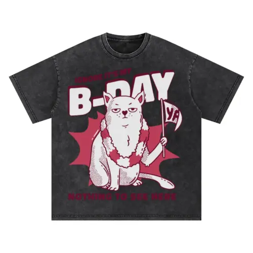 Anti Birthday Oversized Acid Wash T-shirt