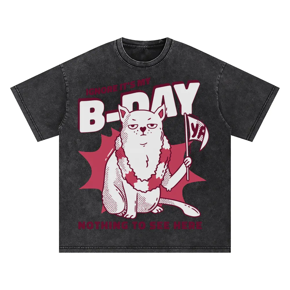 Anti Birthday Oversized Acid Wash T-shirt