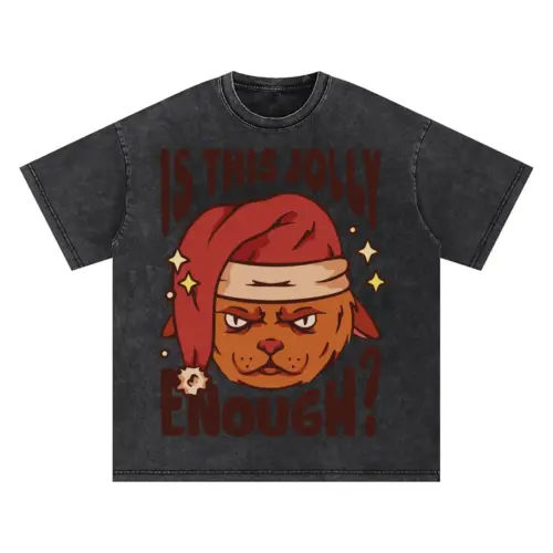 Anti Christmas Cat Oversized Acid Wash T-shirt