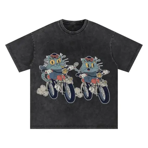 Bike Cat Oversized Acid Wash T-shirt