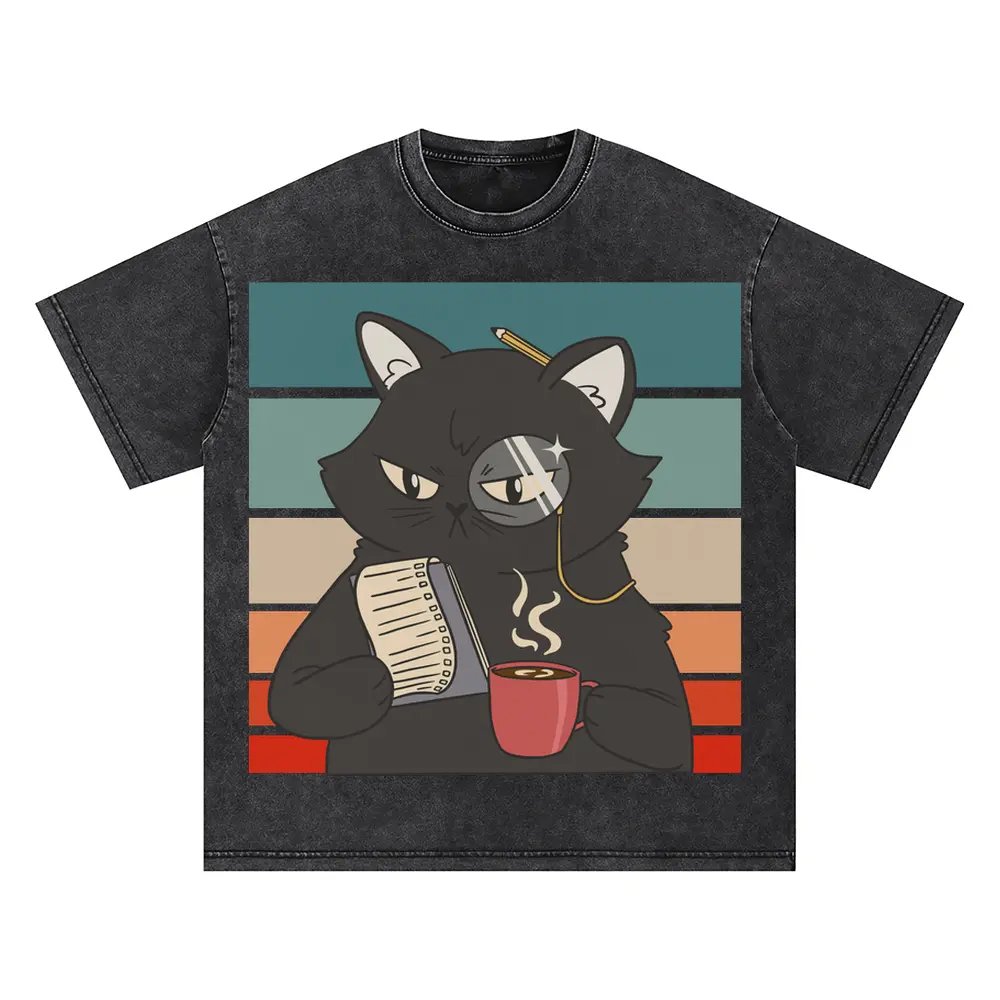 Black Cat A Oversized Acid Wash T-shirt