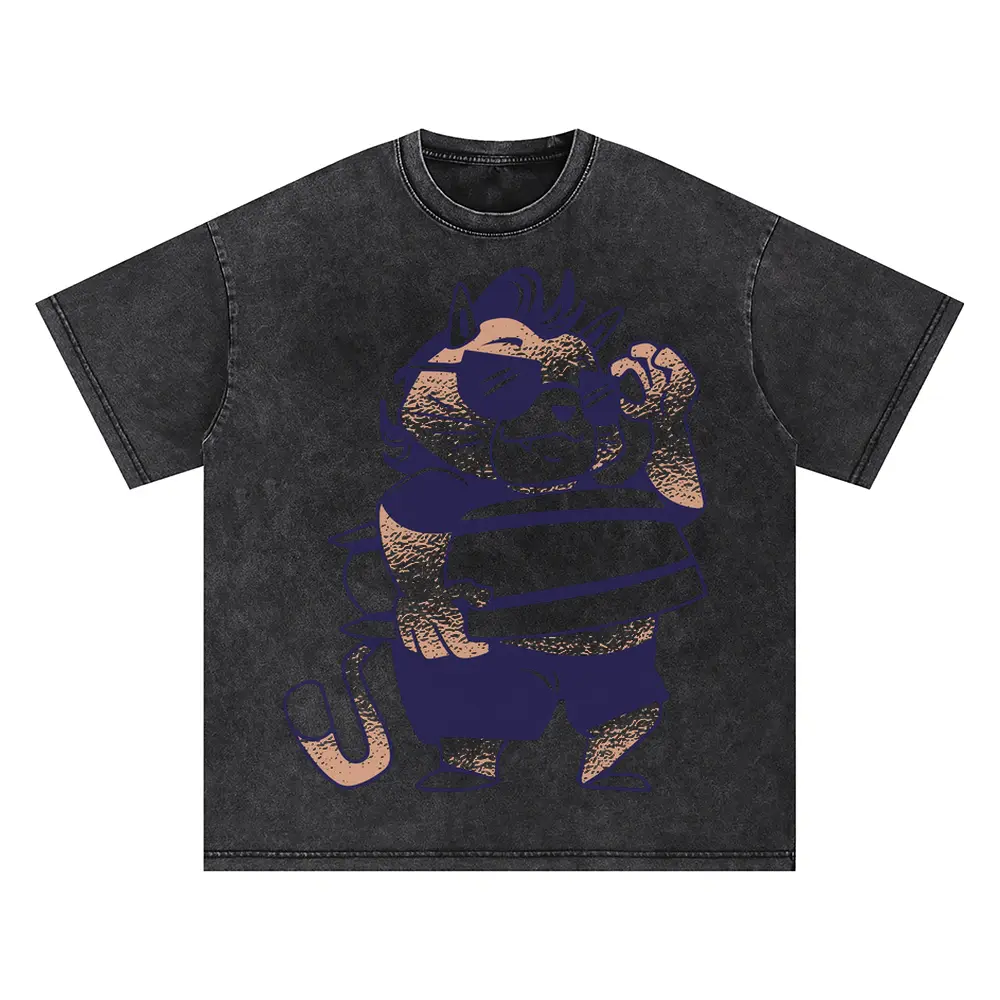 Surf Cat Cool Oversized Acid Wash T-shirt
