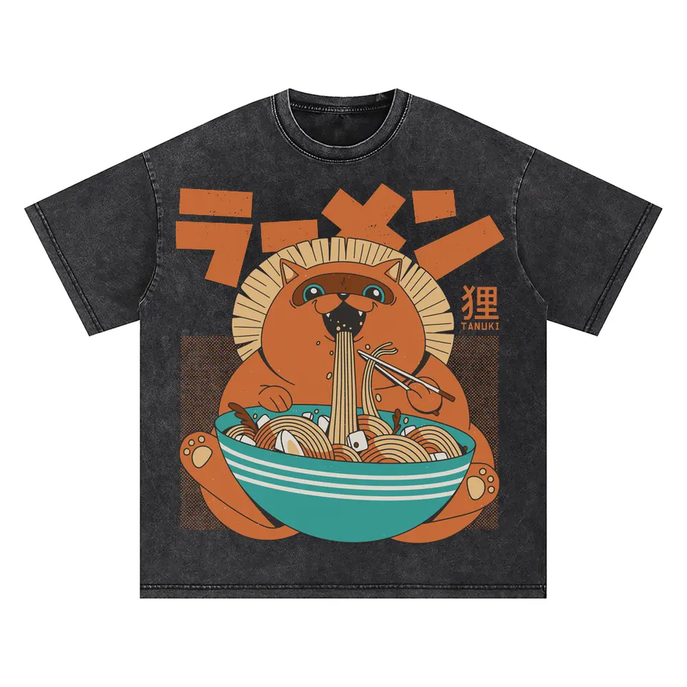 Tanuki Yokai Oversized Acid Wash T-shirt