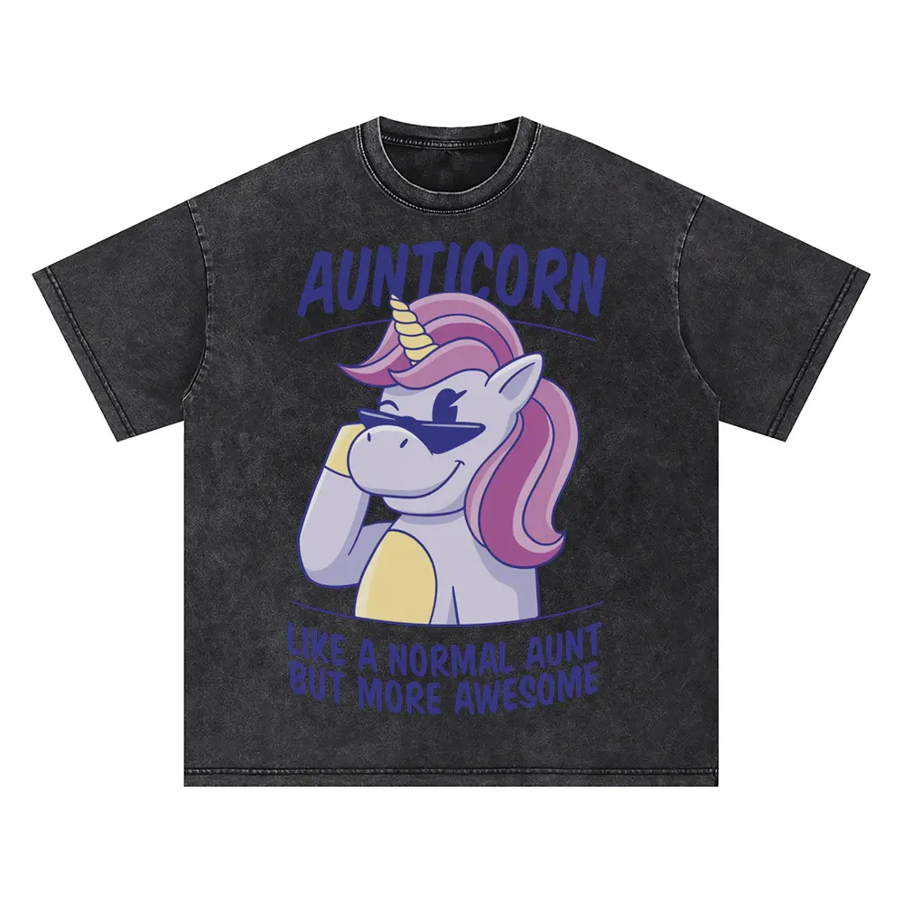Aunticorn Oversized Acid Wash T-shirt