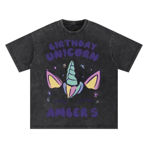 Birthday Unicorn A Oversized Acid Wash T-shirt