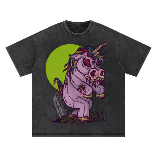 Zombie Unicorn Toy Oversized Acid Wash T-shirt