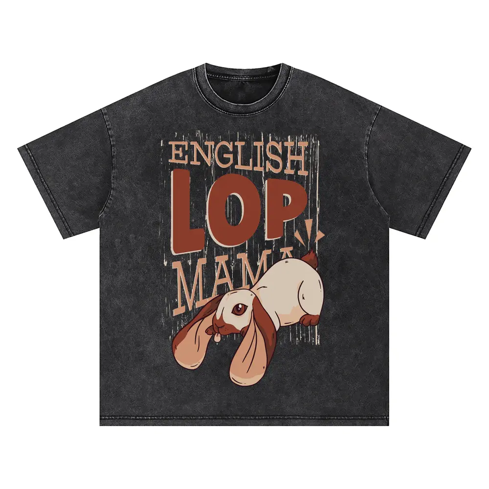 052 English Lop Mama Oversized Acid Wash T-shirt