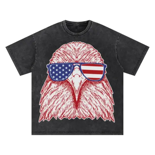 Americaeaglehanddrawn Oversized Acid Wash T-shirt