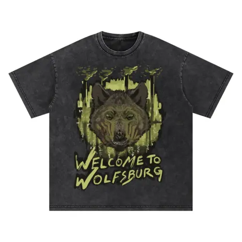 Wolfsburg Wolf Oversized Acid Wash T-shirt