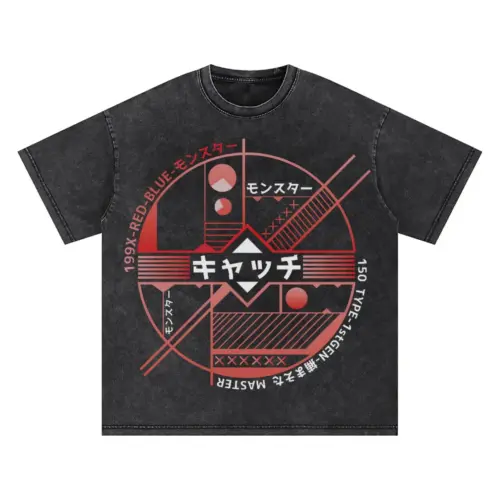 Abstract Machine Oversized Acid Wash T-shirt