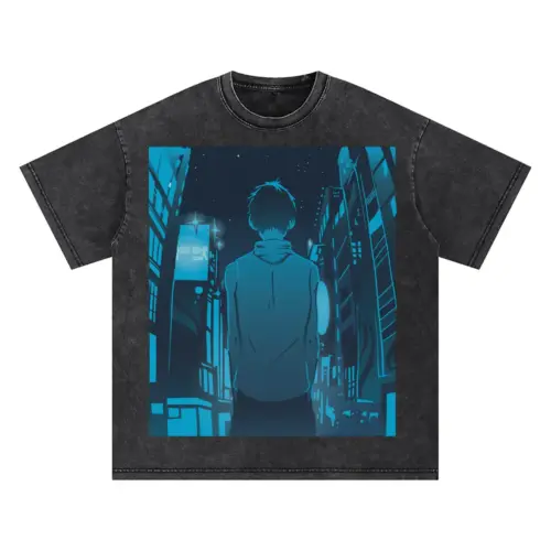 Anime City Walk Oversized Acid Wash T-shirt
