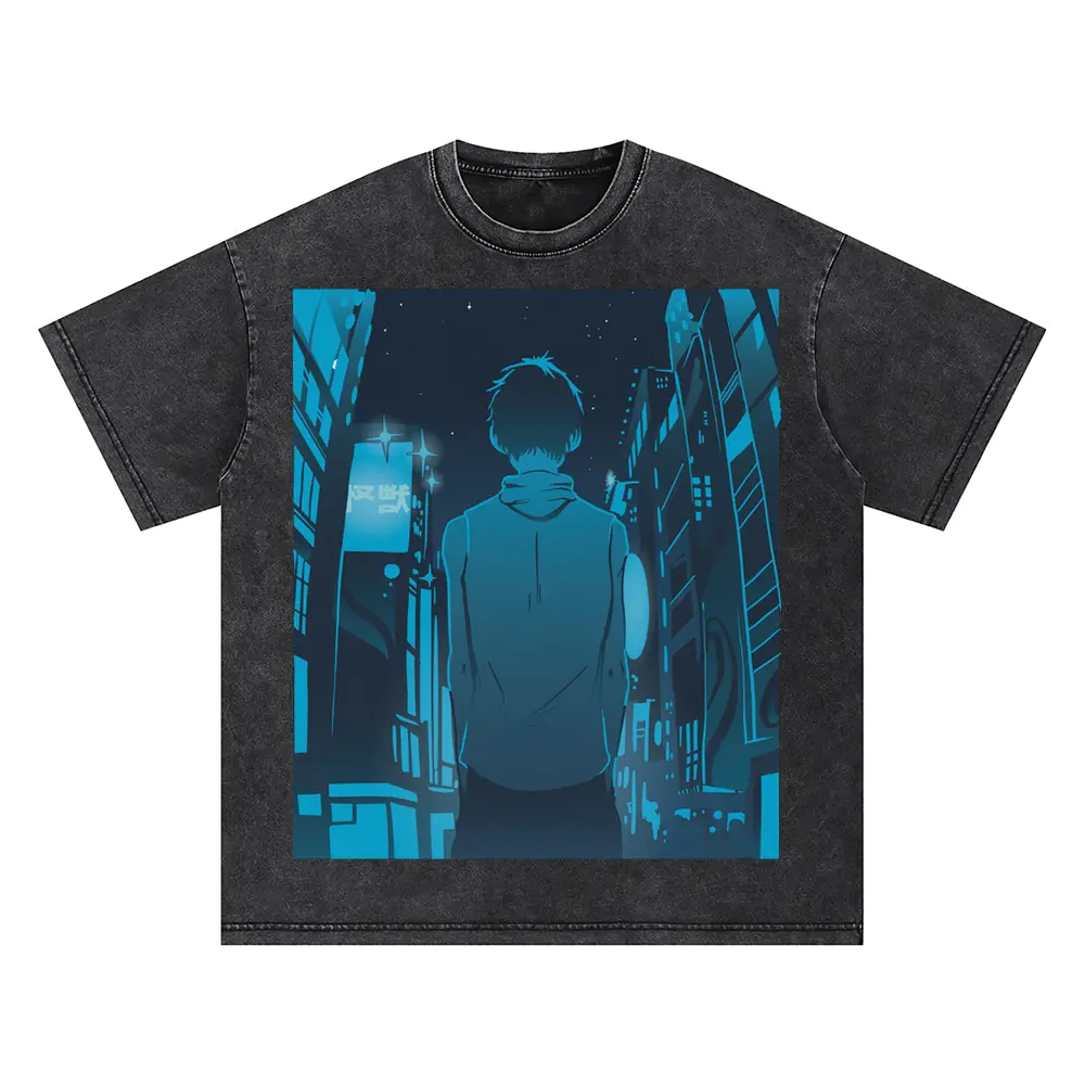 Anime City Walk Oversized Acid Wash T-shirt