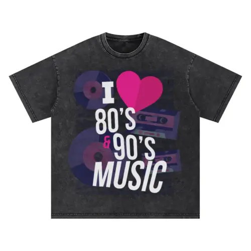 80 S 90 S Music Oversized Acid Wash T-shirt