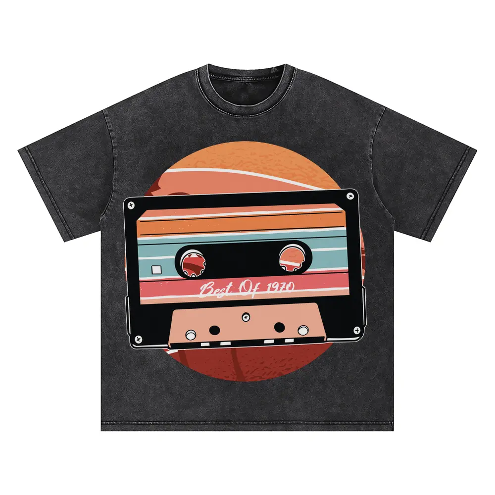 970 Vintage Design Oversized Acid Wash T-shirt