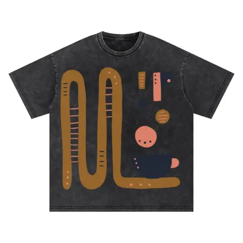 Abstract Coffee B Oversized Acid Wash T-shirt