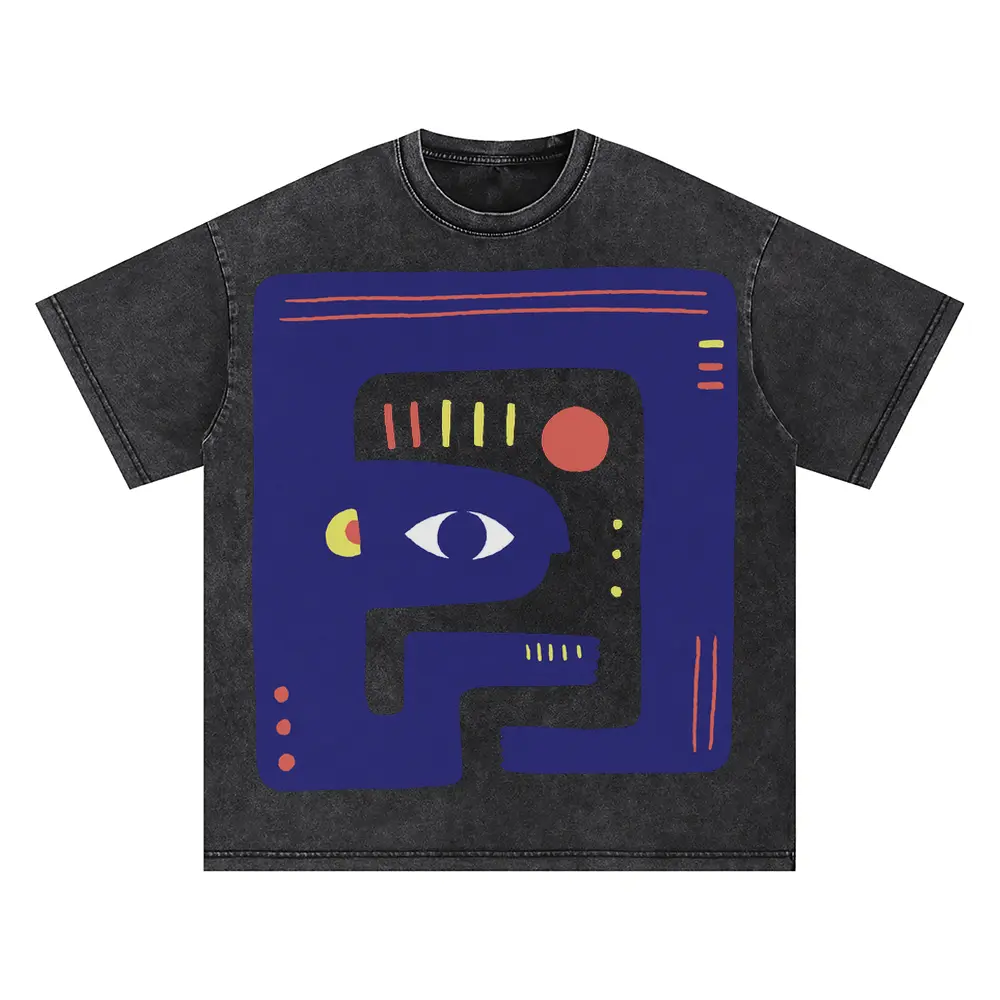Abstract Organic Oversized Acid Wash T-shirt