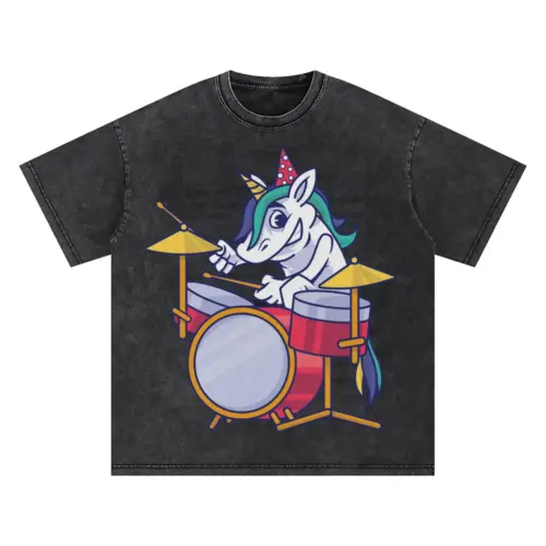Birthday Unicorn Oversized Acid Wash T-shirt