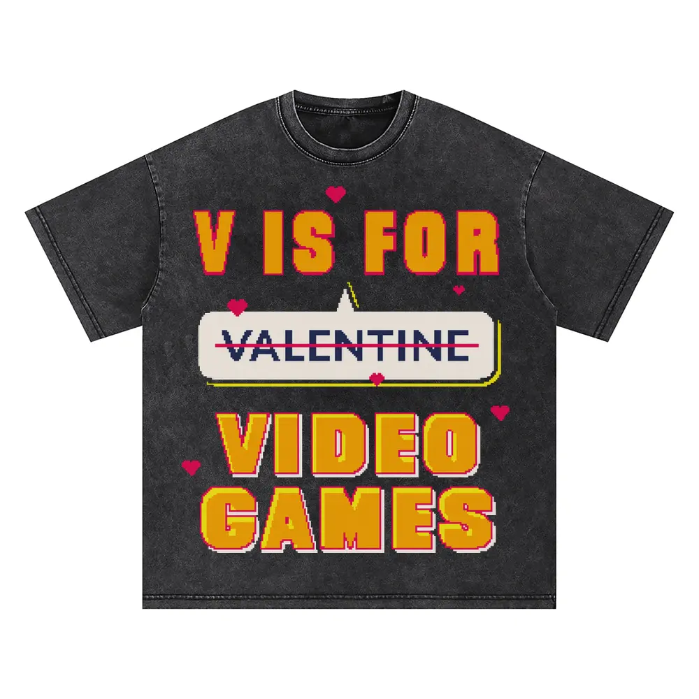 Video Games Oversized Acid Wash T-shirt