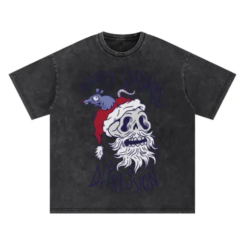 Anti New Year Oversized Acid Wash T-shirt