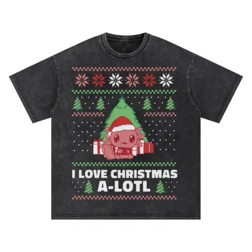 Axolotlchristmas Oversized Acid Wash T-shirt