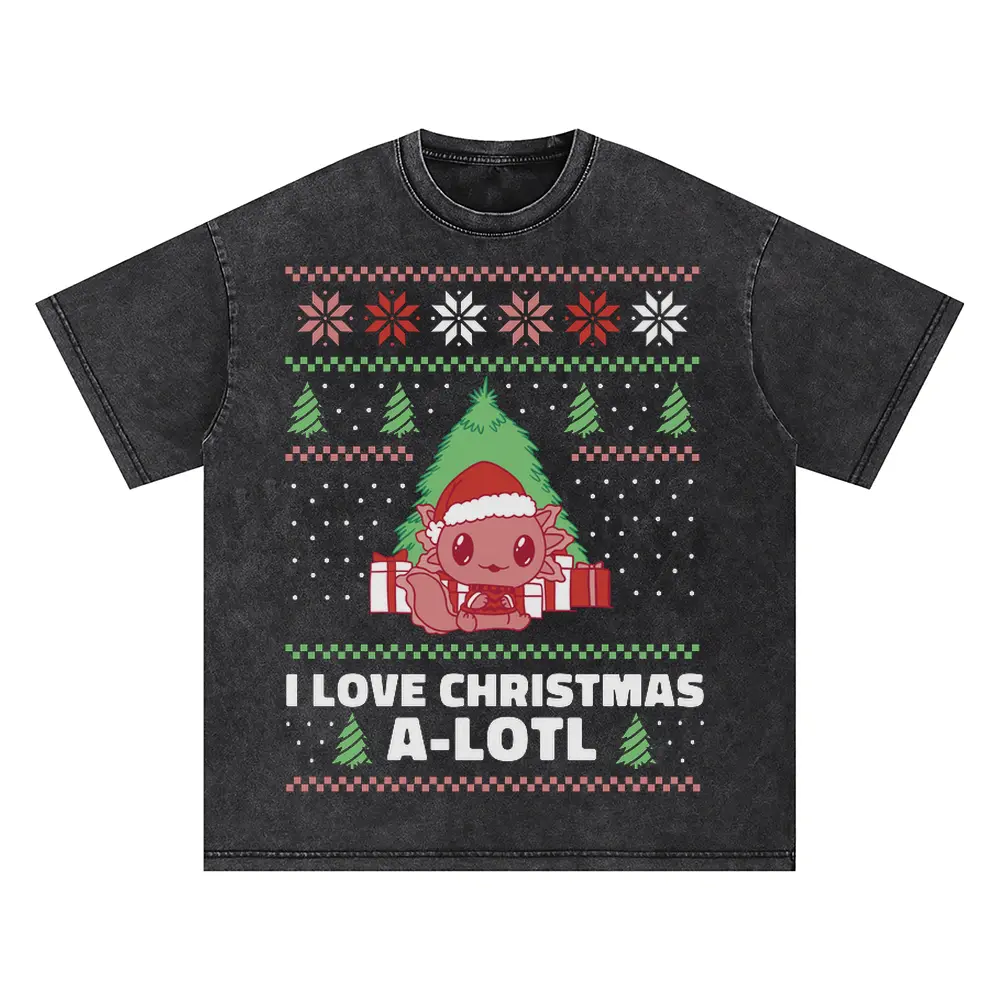 Axolotlchristmas Oversized Acid Wash T-shirt