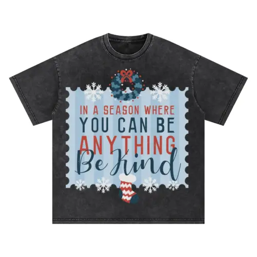 Be Kind Christmas Oversized Acid Wash T-shirt