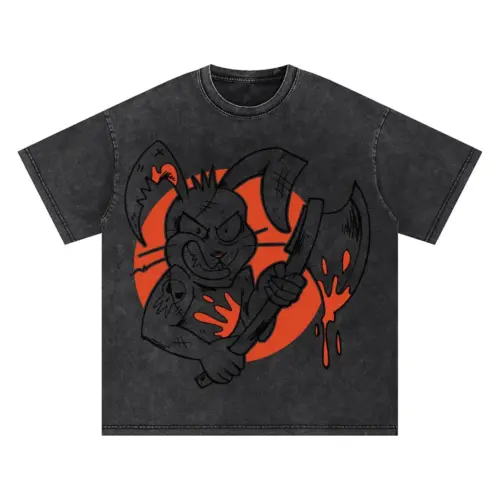 Bad Halloweenbunny Oversized Acid Wash T-shirt