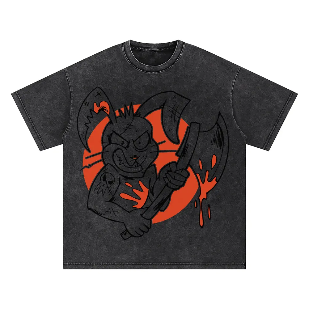 Bad Halloweenbunny Oversized Acid Wash T-shirt