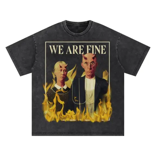 American Gothic Devils Psd Oversized Acid Wash T-shirt