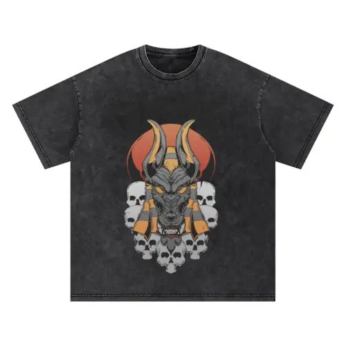 Anubis Godof Dead Oversized Acid Wash T-shirt