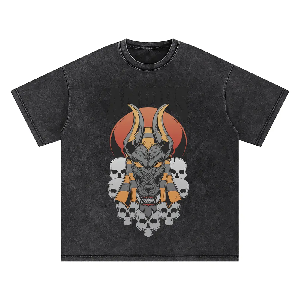 Anubis Godof Dead Oversized Acid Wash T-shirt
