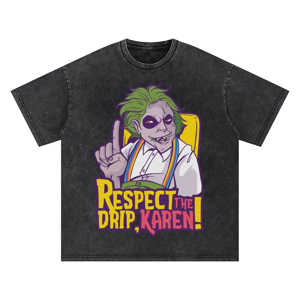 Beetle Respect Drip Oversized Acid Wash T-shirt