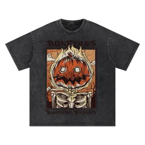 Bonfires Pumpking Oversized Acid Wash T-shirt