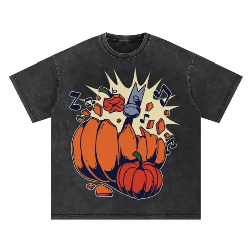 Breaking Pumpkin Oversized Acid Wash T-shirt