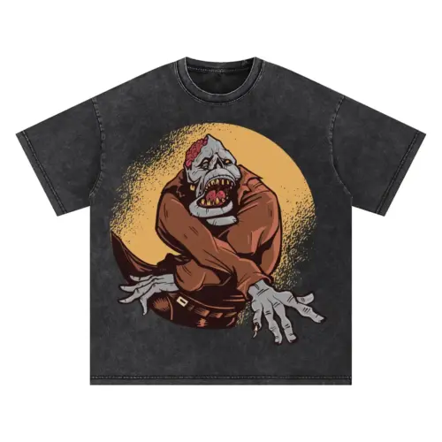 Zombie Halloween Oversized Acid Wash T-shirt
