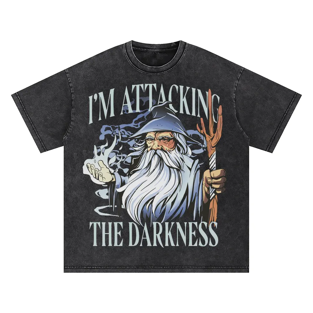 Wizard Fantasy Spell Oversized Acid Wash T-shirt