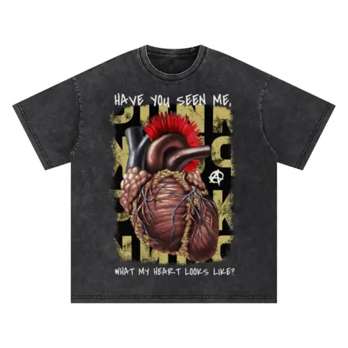 32279 Punk Heart Oversized Acid Wash T-shirt