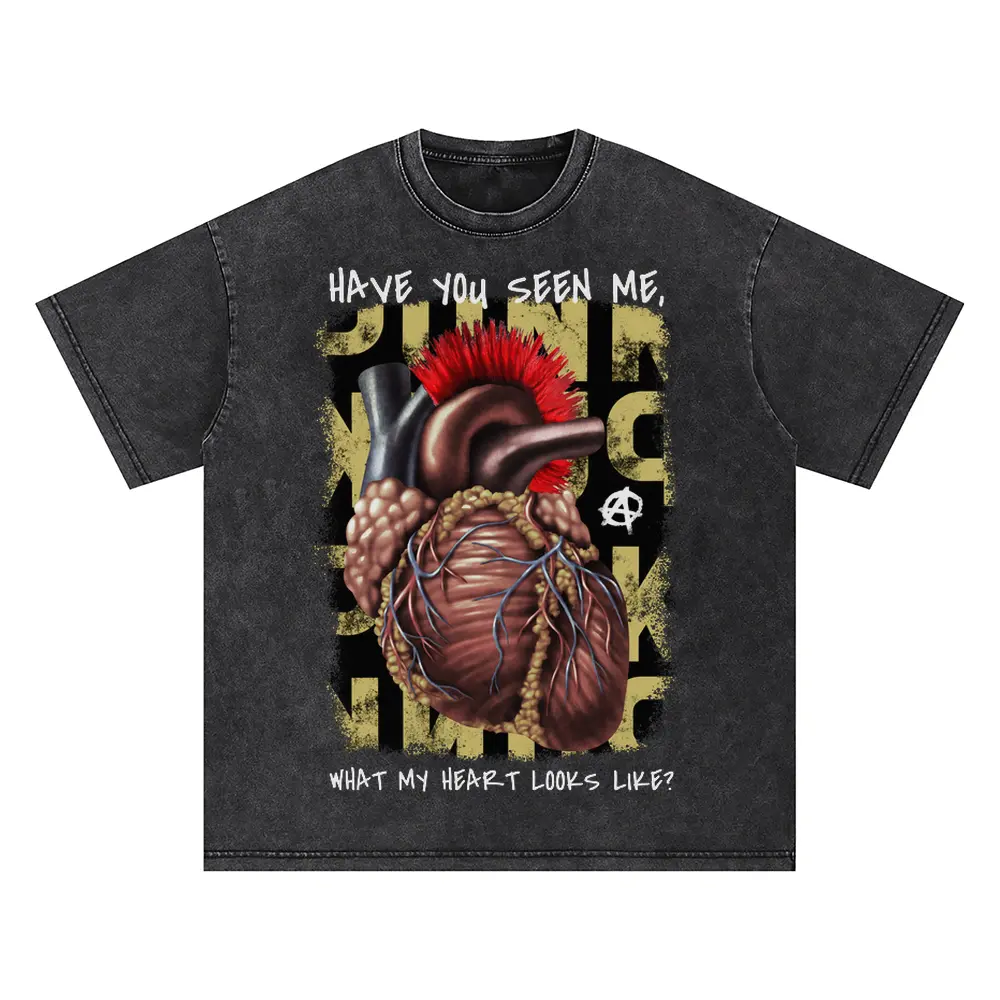32279 Punk Heart Oversized Acid Wash T-shirt