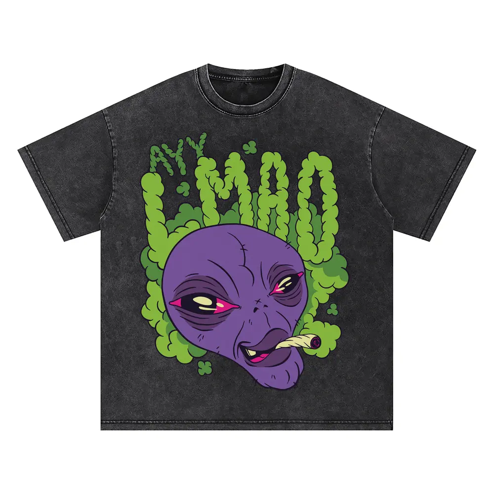 Alien Stoned Oversized Acid Wash T-shirt