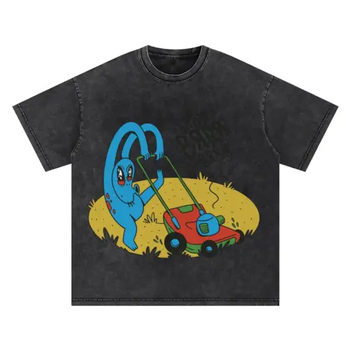 Alien Lawnmower Oversized Acid Wash T-shirt