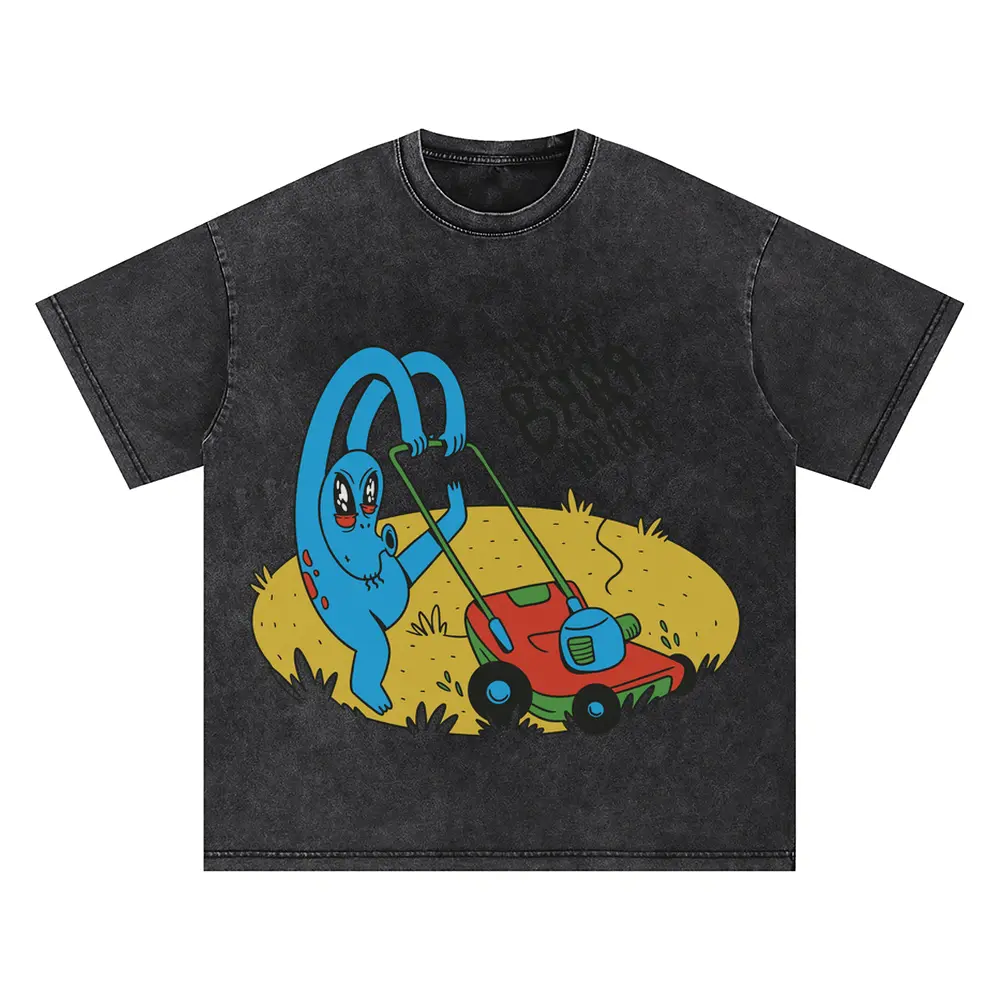 Alien Lawnmower Oversized Acid Wash T-shirt