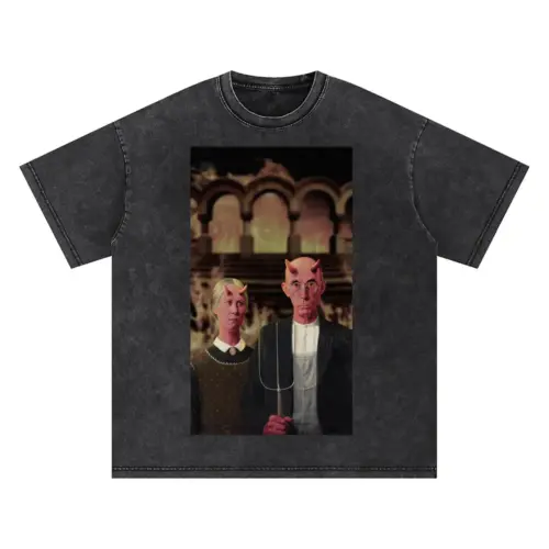 American Gothic Phonecase Oversized Acid Wash T-shirt