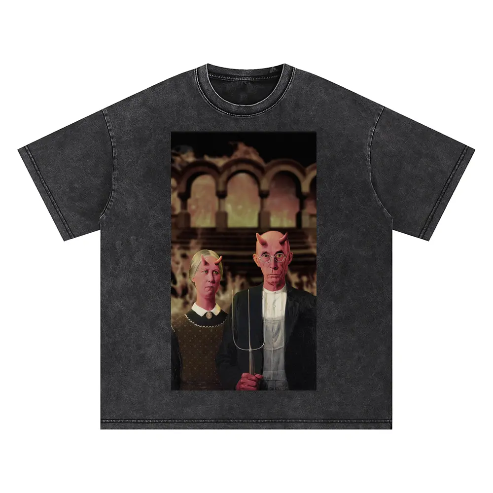 American Gothic Phonecase Oversized Acid Wash T-shirt