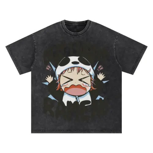 Anime Ramen Kid Oversized Acid Wash T-shirt
